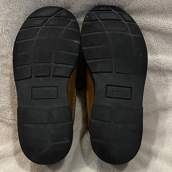 Men's Justin Leather Casual Moc Toe Lace-up Boots Shoes Brown Size 9.5 M GC - Picture 12 of 12